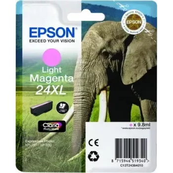 Dažų kasetė Epson Elephant Singlepack šviesiai purpurinė 24XL Claria Photo HD (pigmentinė, šviesiai purpurinė)