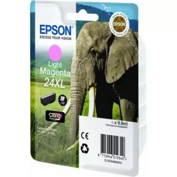 Dažų kasetė Epson Elephant Singlepack šviesiai purpurinė 24XL Claria Photo HD (pigmentinė, šviesiai purpurinė)