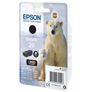 Epson Polar bear Singlepack Black 26 Claria Premium rašalas, juodas, pigmentinis, 6,2 ml, 1 vnt., 220 puslapių