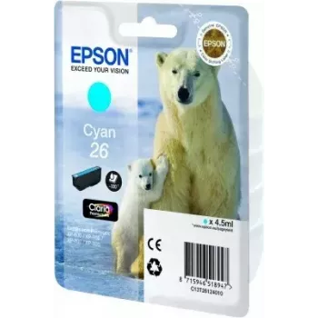 Rašalo kasetė Epson C13T26124010 Vienetinis pakuotė Cyan 26 Claria Premium — Cianinė, 1 vnt.