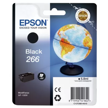 Kasetė Epson 266 Black Globe Singlepack, pigmentinis rašalas, 5.8 ml, 1 vnt., 250 puslapių