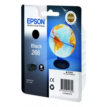 Kasetė Epson 266 Black Globe Singlepack, pigmentinis rašalas, 5.8 ml, 1 vnt., 250 puslapių