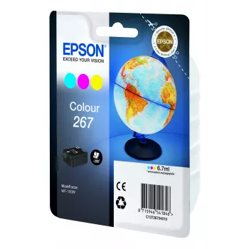 Kasetė Epson Globe Singlepack Colour 267, Cyan, Magenta, Geltona, pigmentiniai rašalai, 6,7 ml, 1 vnt., 200 puslapių