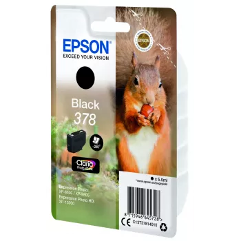 Epson Squirrel Singlepack Black 378 Claria Photo HD rašalas, standartinė talpa, juodas, pigmentinis, 5,5 ml, 1 vnt., 240 puslapių