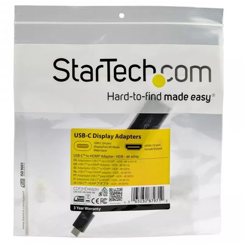 StarTech.com USB-C į HDMI adapteris - 4K 60Hz vaizdas, HDR10 - USB-C į HDMI 2.0b adapteris - USB Type-C DP Alt režimas į HDMI monitorių/ekraną/TV - USB-C į HDMI keitiklis