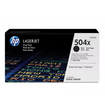 HP 504X 2 vnt. didelės talpos originalūs juodi LaserJet kasečiai