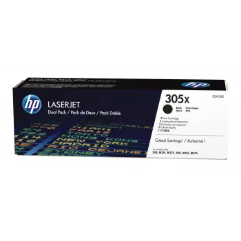 HP 305X 2 vnt. didelės talpos juodas originalus LaserJet kasečių rinkinys