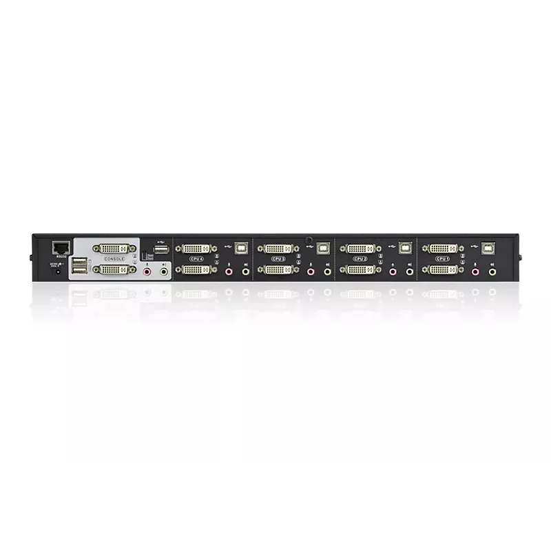 ATEN CS1644A 4 prievadų USB DVI dvigubo vaizdo KVM jungiklis su garsu ir USB 2.0 centru (įeina KVM kabeliai)