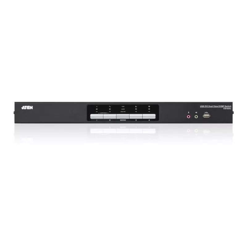 ATEN CS1644A 4 prievadų USB DVI dvigubo vaizdo KVM jungiklis su garsu ir USB 2.0 centru (įeina KVM kabeliai)