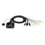 ATEN CS52DP 2 prievadų USB-C DisplayPort hibridinis KVM jungiklis, 4096 x 2160 pikselių, 4K Ultra HD, 0,74 W, juodas
