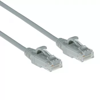 ACT pilkas 1 metro LSZH U/UTP CAT6 plonas pataisymo laidas su apsaugotais RJ45 kištukais