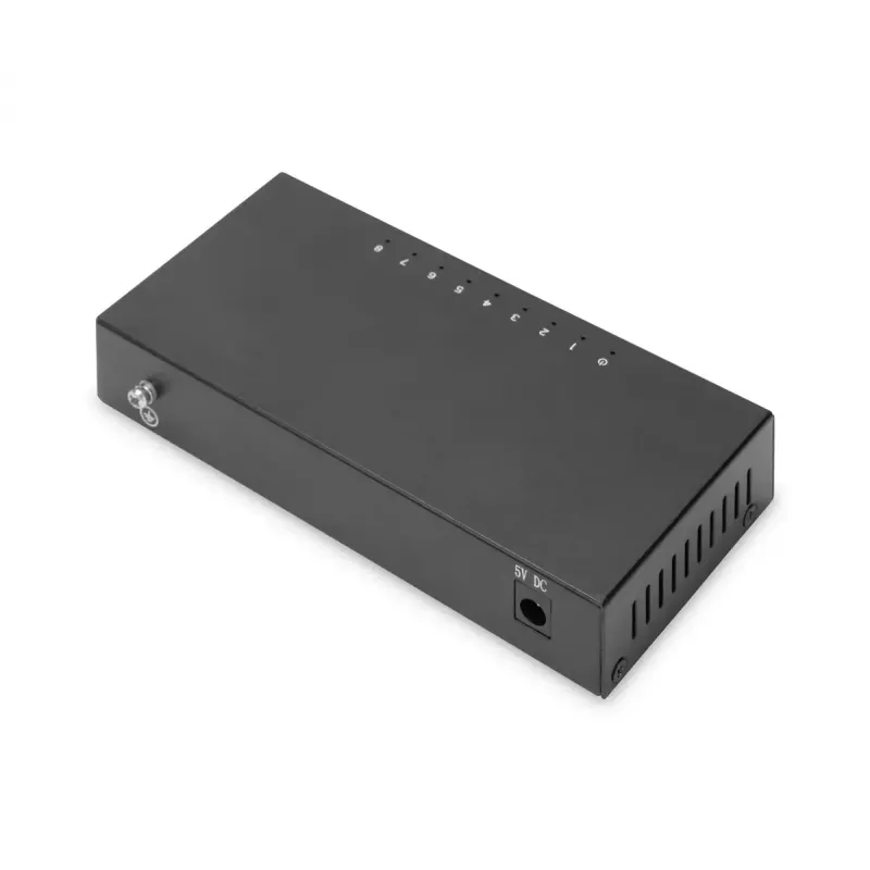 Nevaldomas komutatorius Digitus 8 prievadų 10/100 Mbps Fast Ethernet metaliniame korpuse