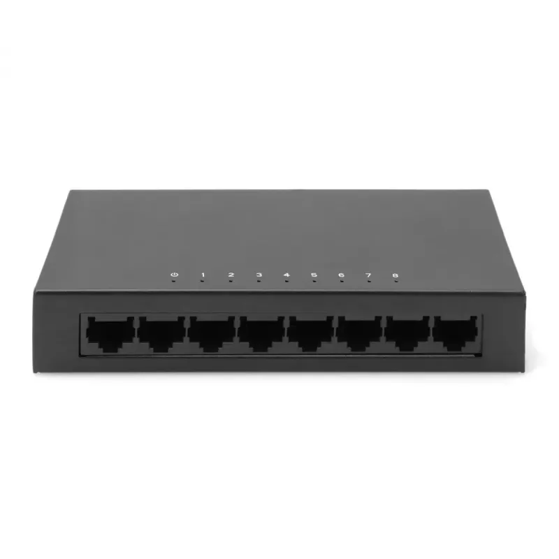Nevaldomas komutatorius Digitus 8 prievadų 10/100 Mbps Fast Ethernet metaliniame korpuse