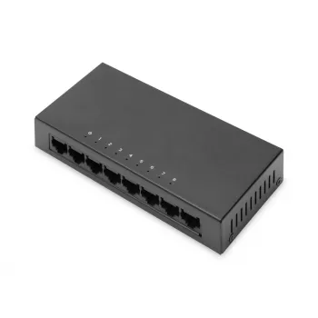 Nevaldomas komutatorius Digitus 8 prievadų 10/100 Mbps Fast Ethernet metaliniame korpuse