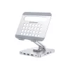 Conceptronic DONN26G sidabrinis multimedijos stovas planšetei su 8-in-1 dokavimo stotele, aliuminis, 100 W