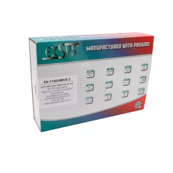 USB stotelė EXSYS EX-1185HMVS-2 – 4 prievadų USB 3.2 Gen1 metaliniame korpuse