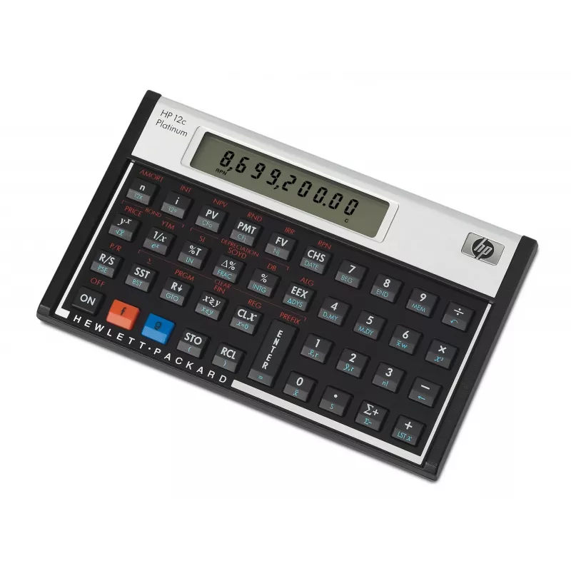 HP 12c Platinum finansinis skaičiuotuvas, stalinis, aliuminis, juodas