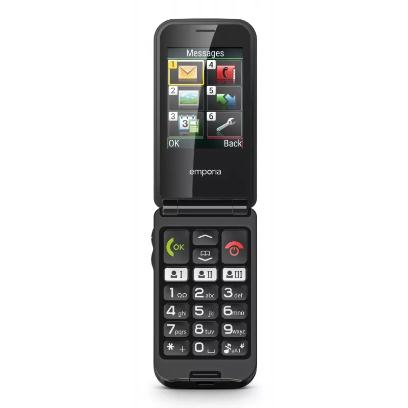 Emporia emporiaTALKglam 6,1 cm (2,4 colio) 94 g Juodas mygtukinis telefonas