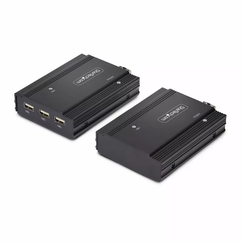 StarTech.com DisplayPort KVM prailgintuvas per šviesolaidį, 4K 60Hz, konsolės prailgintuvo rinkinys, iki 300 m (daugiamodis) su įmontuotais SFP+ moduliais, 3x USB HID
