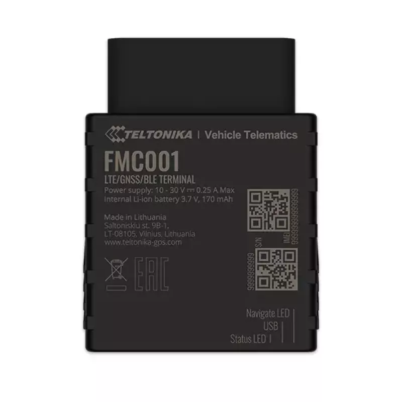 GPS sekiklis Teltonika FMC001 automobiliui juodas 53g