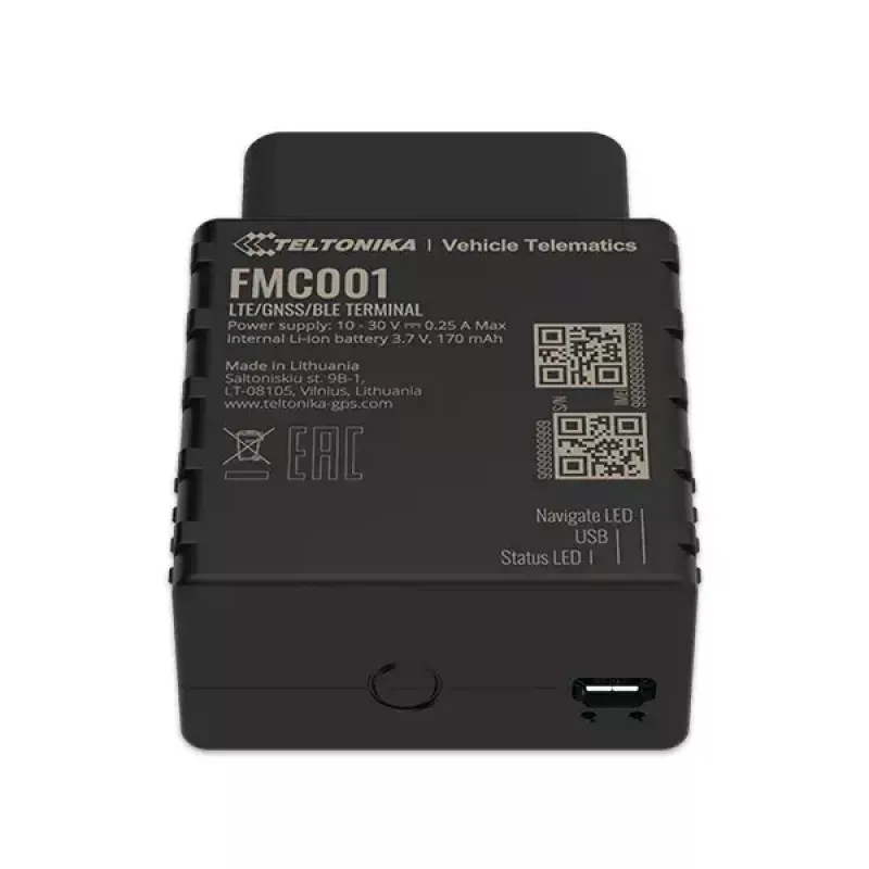 GPS sekiklis Teltonika FMC001 automobiliui juodas 53g