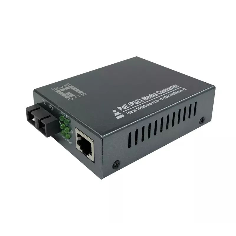 LevelOne GVT-2014 medijos keitiklis RJ45 į SC, Gigabit, PoE PSE, vienmodis šviesolaidis, 20 km