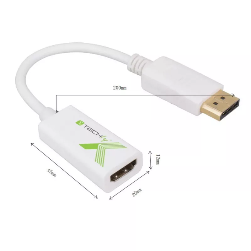 Techly IADAP DP-HDMIFP vaizdo kabelio adapteris 0,2 m DisplayPort HDMI Baltas