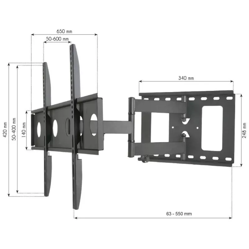 Techly ICA-PLB 148L TV laikiklis 165,1 cm (65 col.) Juodas