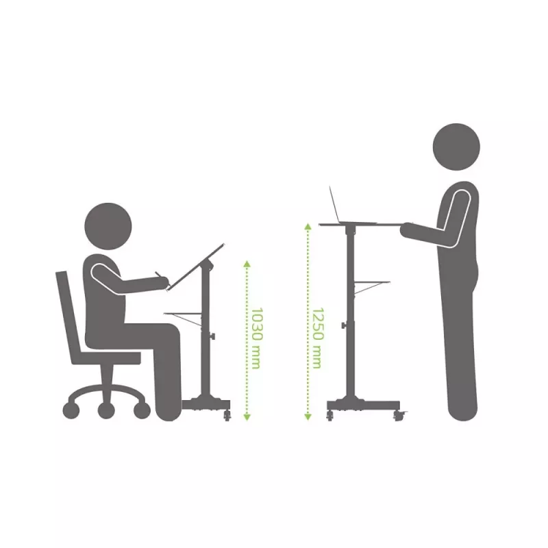Techly ICA-TB TPM-1BK universalus nešiojamųjų kompiuterių ir projektorių vežimėlis, 103-125 cm, juodas
