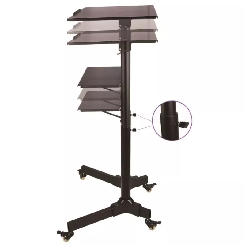 Techly ICA-TB TPM-1BK universalus nešiojamųjų kompiuterių ir projektorių vežimėlis, 103-125 cm, juodas