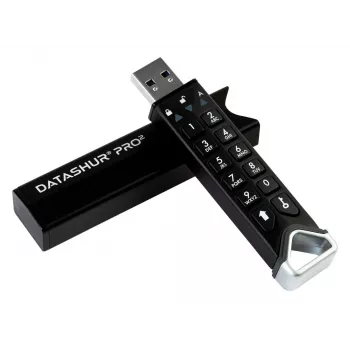 iStorage datAshur PRO2 32 GB | Saugus USB atmintukas | FIPS 140-2 Level 3 sertifikuotas | AES-XTS 256 bitų aparatinė šifravimo apsauga | Apsaugotas slaptažodžiu | Atsparus dulkėms ir vandeniui
