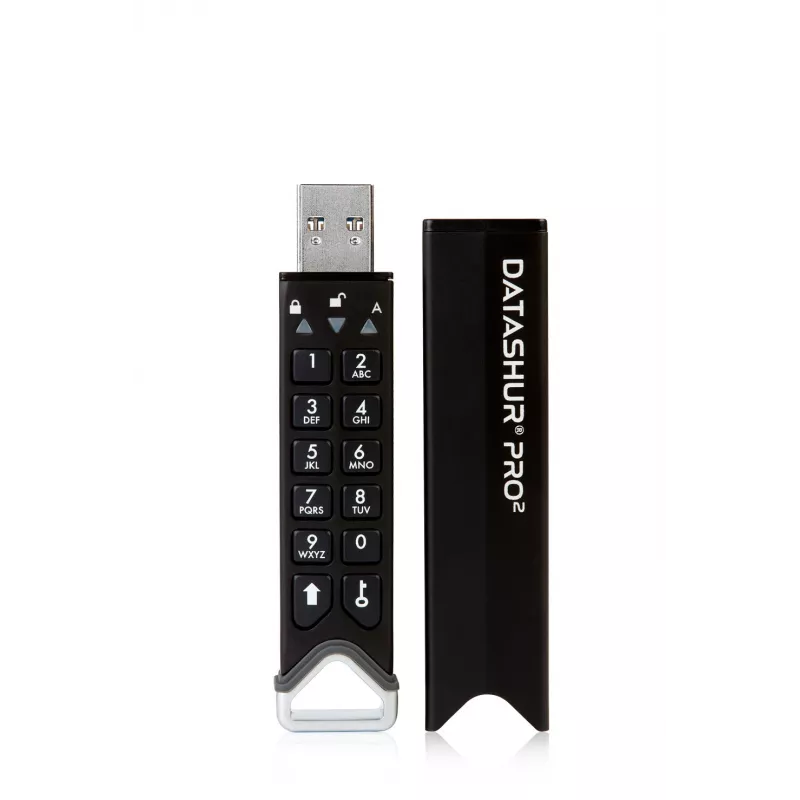 iStorage datAshur PRO2 4 GB | Saugus USB atmintukas | FIPS 140-2 Level 3 sertifikuotas | AES-XTS 256 bitų aparatinė šifracija | Apsaugotas slaptažodžiu | Atsparus dulkėms ir vandeniui