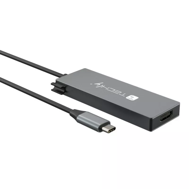 Techly IUSB32C-HUB4HPD nešiojamojo kompiuterio stotelė / prievadų replikatorius, laidinis, USB 3.2 Gen 2 (3.1 Gen 2) Type-C, pilka