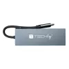 Techly IUSB32C-HUB4HPD nešiojamojo kompiuterio stotelė / prievadų replikatorius, laidinis, USB 3.2 Gen 2 (3.1 Gen 2) Type-C, pilka