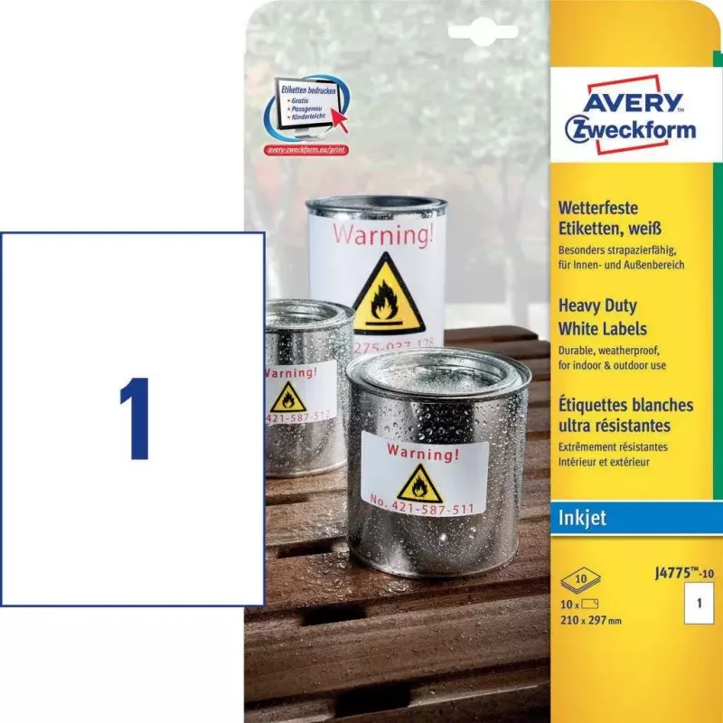 Lipnūs stačiakampiai etikečių lapai AVERY J4775-10