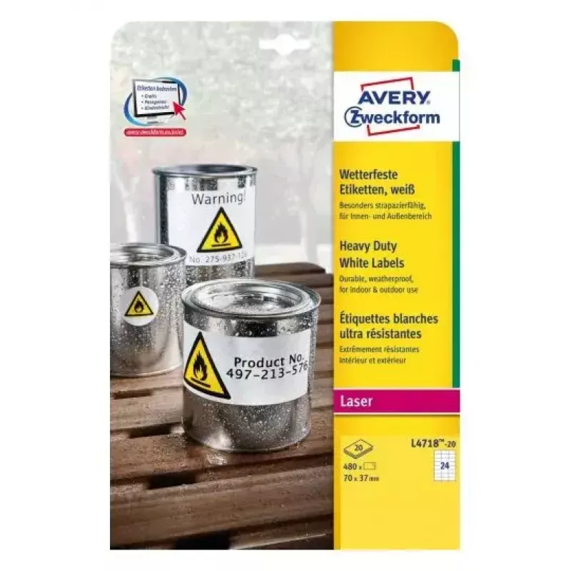 Lipnių etikečių rinkinys AVERY L4718REV-20