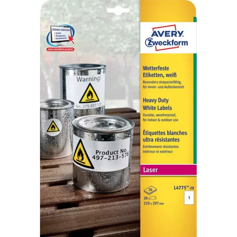 Lipni etiketė Avery L4775-20 užapvalintu stačiakampiu