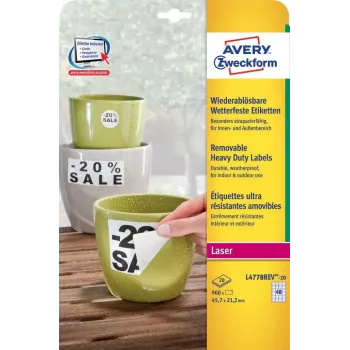 Lipni etiketė Avery L4778REV-20 užapvalintas stačiakampis