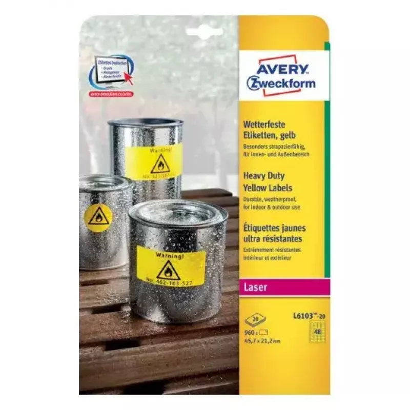 Lipnios etiketės stačiakampės Avery L6103-20