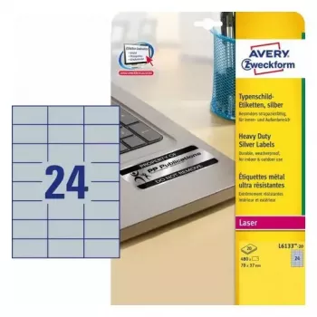 Lipni etiketė spausdintuvui Avery L6133-20 sidabrinė