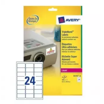 Lipnūs etikečių lapai Avery L6141-20 (480 vnt., 6,35 × 3,39 cm)
