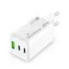 MediaRange MRMA116-2 GaN įkroviklis į rozetę, 65 W, 3 lizdai (1x USB-A, 2x USB-C), baltas