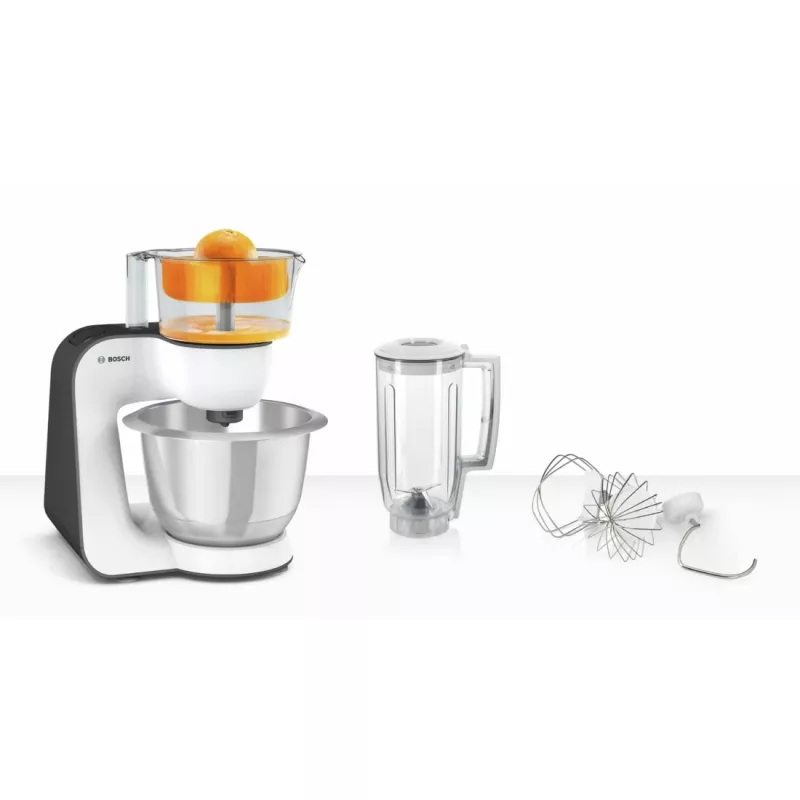 Bosch MUM5 Start Line universalus virtuvės kombainas 800 W 3,9 L oranžinis, sidabrinis, permatomas, baltas