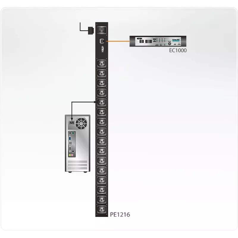 ATEN PE1216 maitinimo paskirstymo įrenginys (PDU) 16 AC lizdų juoda