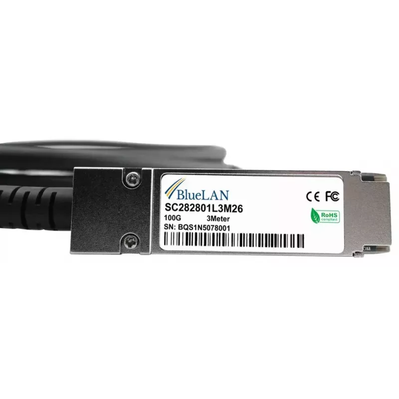 BlueOptics QSFP28-DAC-1M-VA-BL InfiniBand laidas 1m QSFP28 vyriškas/vyriškas