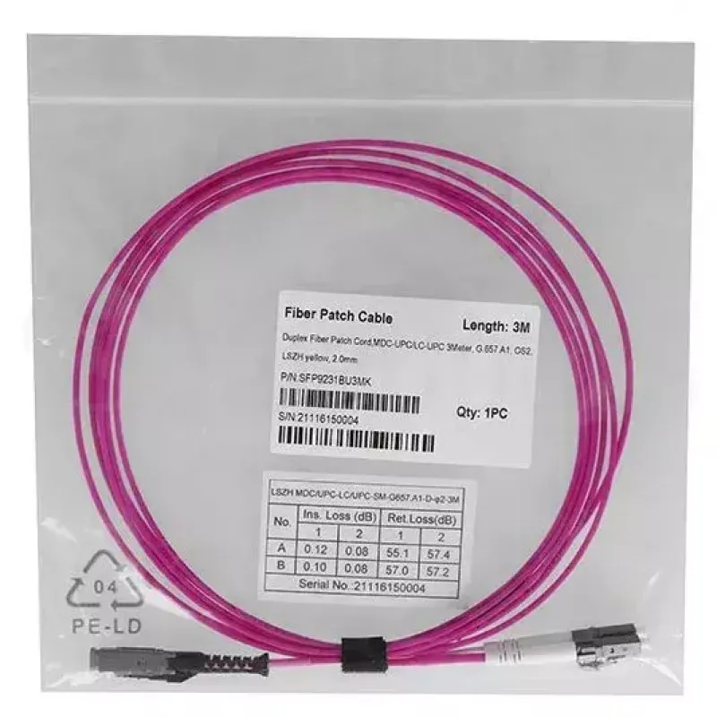BlueOptics SFP9231FU0.5MK Duplex šviesolaidinis komutacinis kabelis, MDC-UPC/LC-UPC, daugiamodis OM4 50/125 µm, 0,5 m