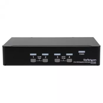 StarTech.com 4 prievadų USB DisplayPort KVM jungiklis su garsu, 3840 x 2400 pikselių, juodas