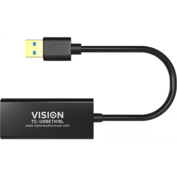 Tinklo adapteris Vision TC-USBETH/BL, USB į RJ45, juodas