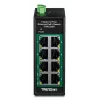Nevaldomas Fast Ethernet PoE+ jungiklis TRENDnet TI-PELC80 — 8x 10/100 Mbps RJ-45, IEEE 802.3af/at, 48–56 V DC, montuojamas ant sienos