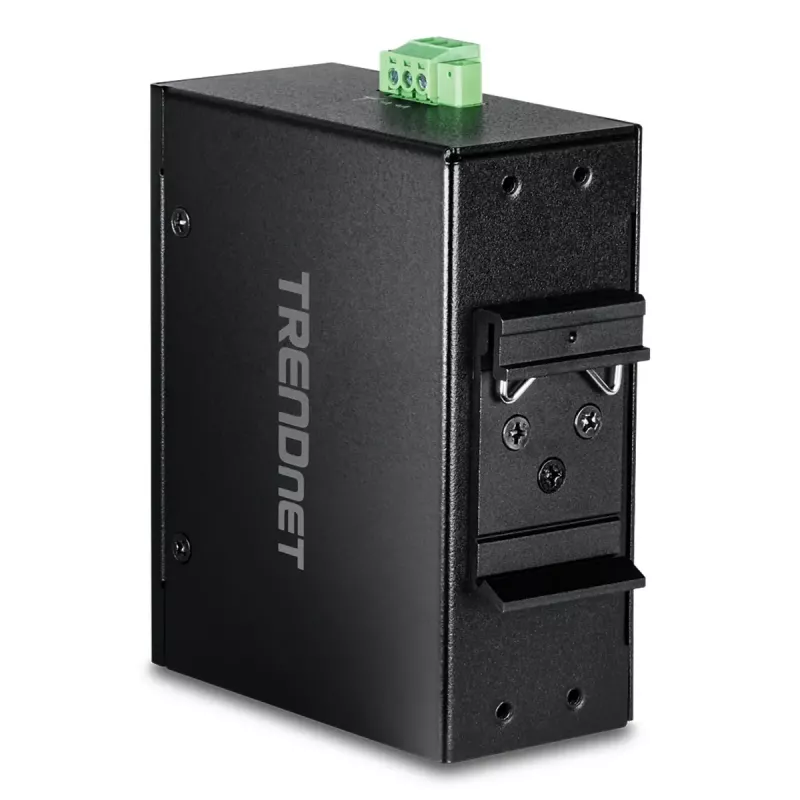 Nevaldomas Fast Ethernet PoE+ jungiklis TRENDnet TI-PELC80 — 8x 10/100 Mbps RJ-45, IEEE 802.3af/at, 48–56 V DC, montuojamas ant sienos